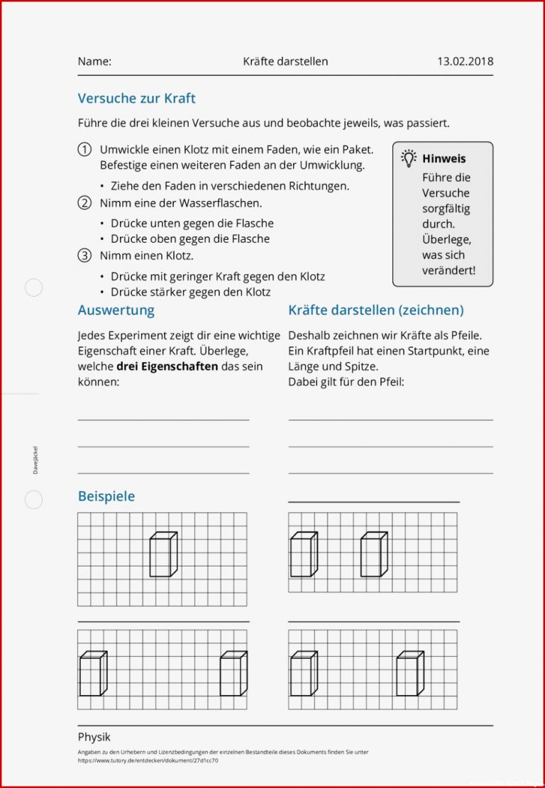 Arbeitsblatt Kräfte darstellen Physik Mittlere Reife