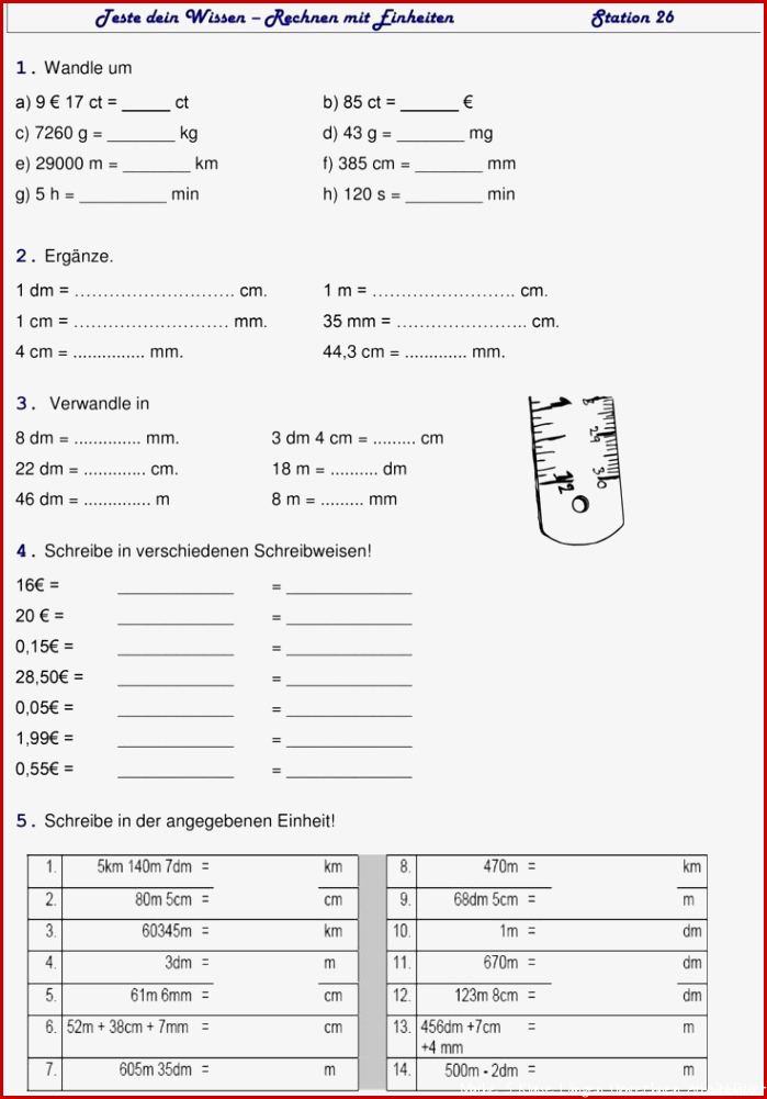 Arbeitsblatt Längen Grundschule Ideen Arbeitsblätter