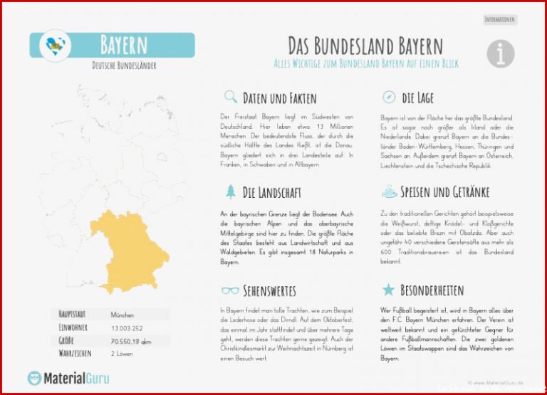 Arbeitsblatt Lesetext zum Bundesland Bayern