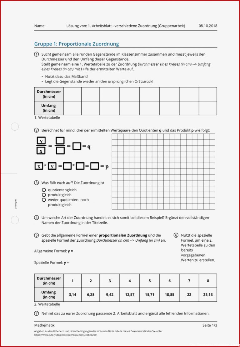 Arbeitsblatt Lösung Von 1 Arbeitsblatt Verschiedene