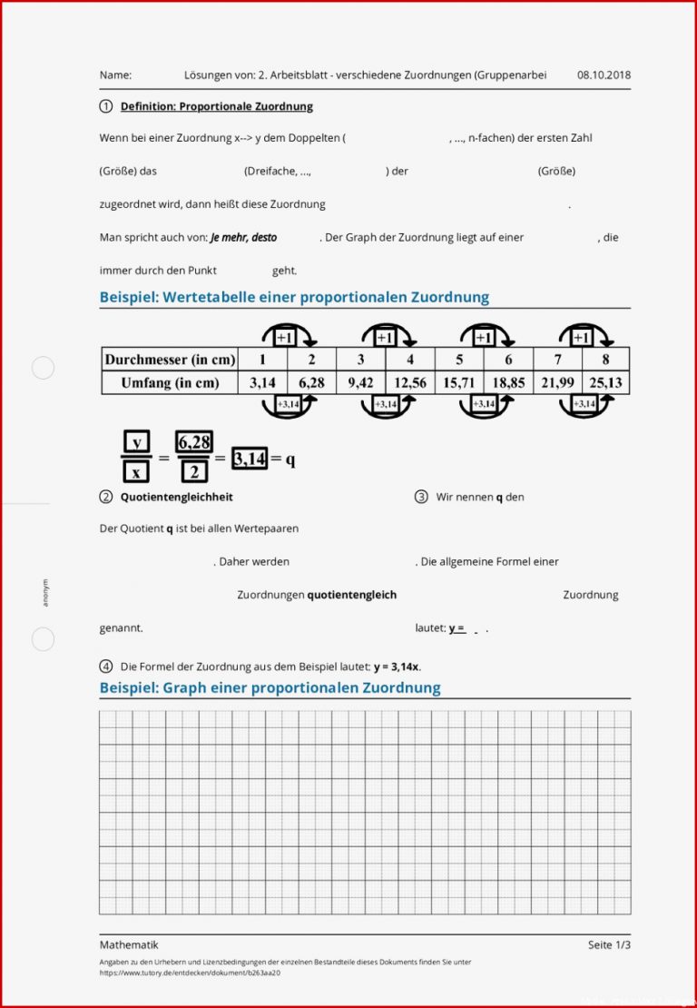 Arbeitsblatt Lösungen von 2 Arbeitsblatt