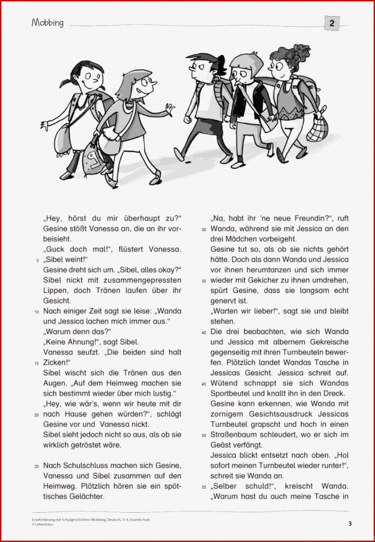 Arbeitsblatt Mobbing Unterrichtsmaterial Grundschule