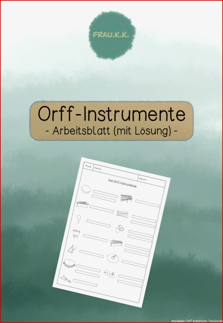 Arbeitsblatt Orff Instrumente – Unterrichtsmaterial im