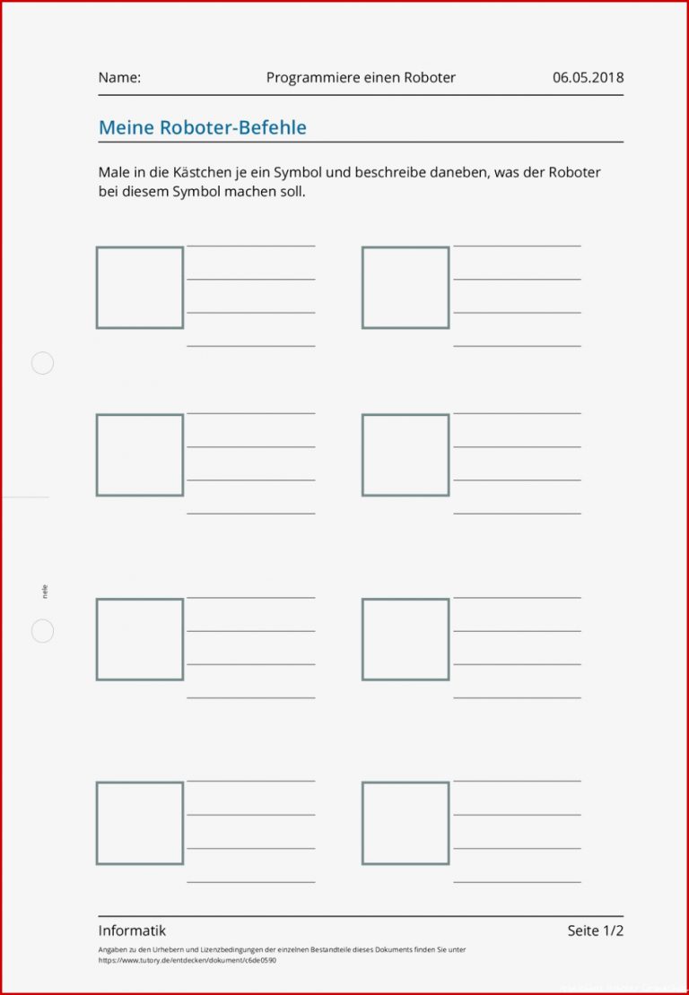 Arbeitsblatt Programmiere Einen Roboter Informatik