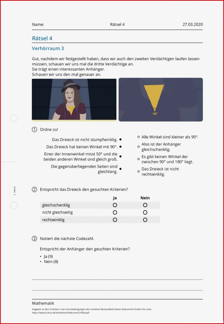 Arbeitsblatt Rätsel 4 Mathematik Förderschule