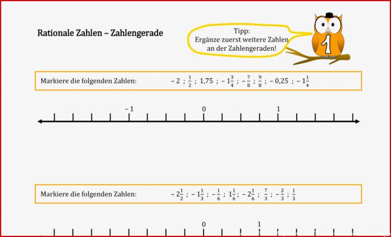 Arbeitsblatt Rationale Zahlen Felipa Allen Grundschule