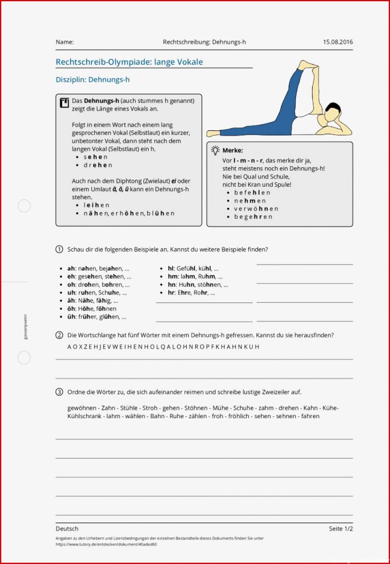 Arbeitsblatt Rechtschreibung Dehnungs h Deutsch zum Download Arbeitsblatt Rechtschreibung Dehnungs h Deutsch