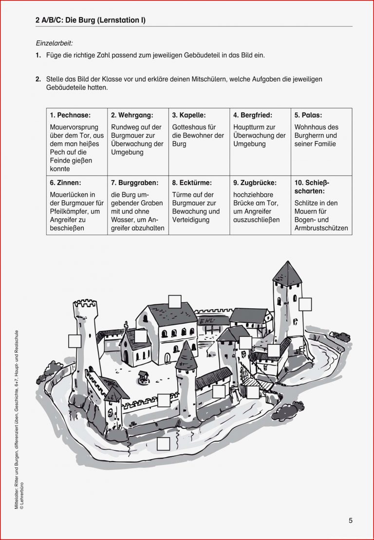 Arbeitsblatt Ritter Und Burgen Grundschule
