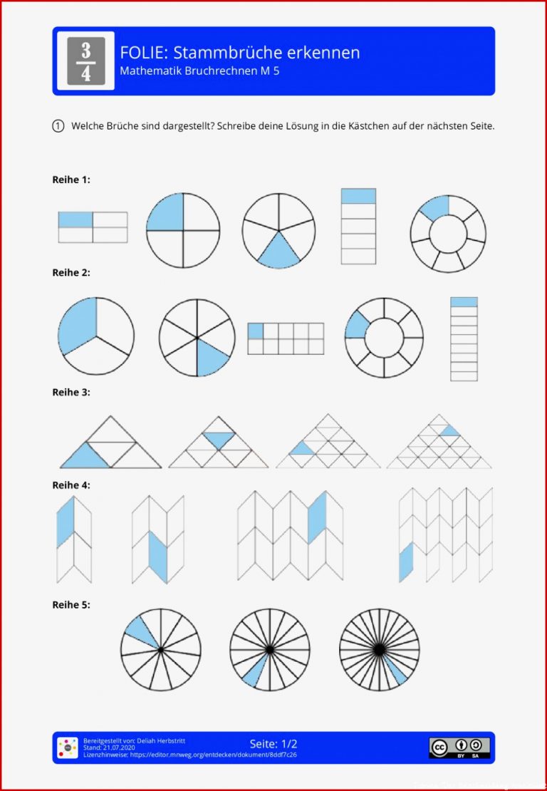 Arbeitsblatt Stammbrüche Erkennen Mathematik