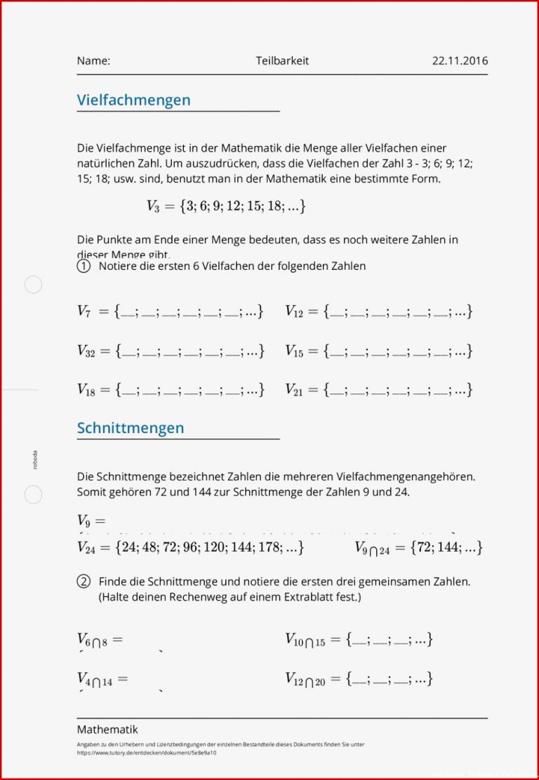 Arbeitsblatt Teilbarkeit Mathematik Grundschule