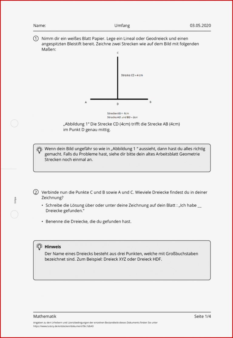 Arbeitsblatt Umfang Mathematik Förderschule tutory