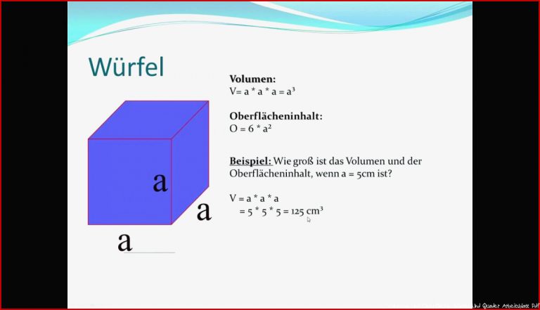 Arbeitsblatt Volumen Und Oberfläche Würfel Und Quader