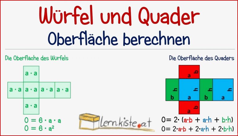 Arbeitsblatt Volumen Und Oberfläche Würfel Und Quader