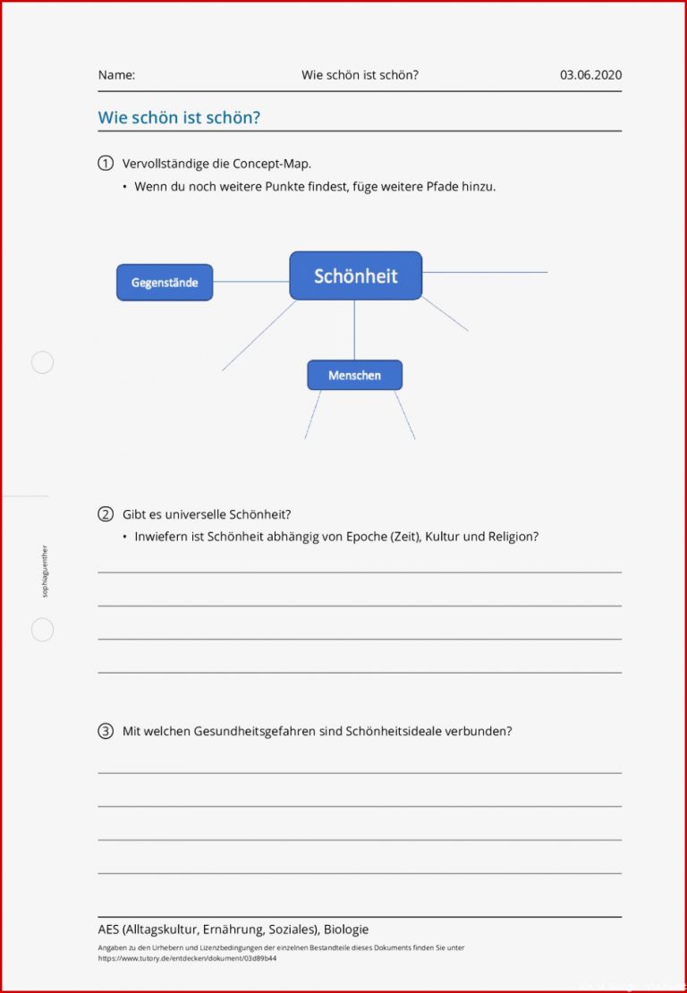 Arbeitsblatt Wie Schön ist Schön Biologie & Aes