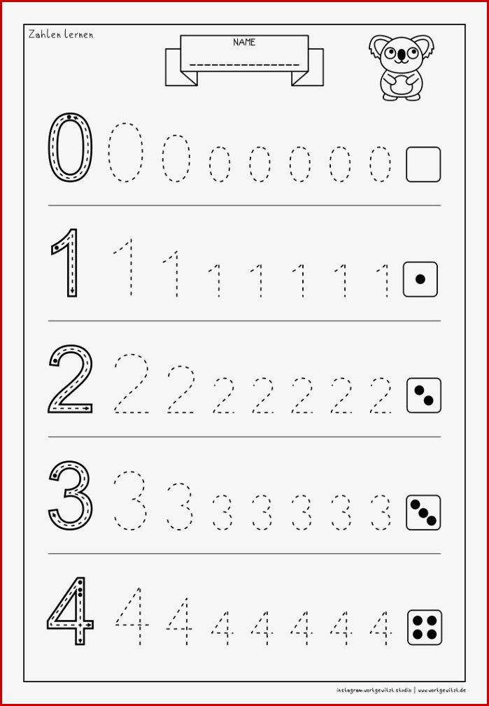 Arbeitsblatt Zahlen Lernen