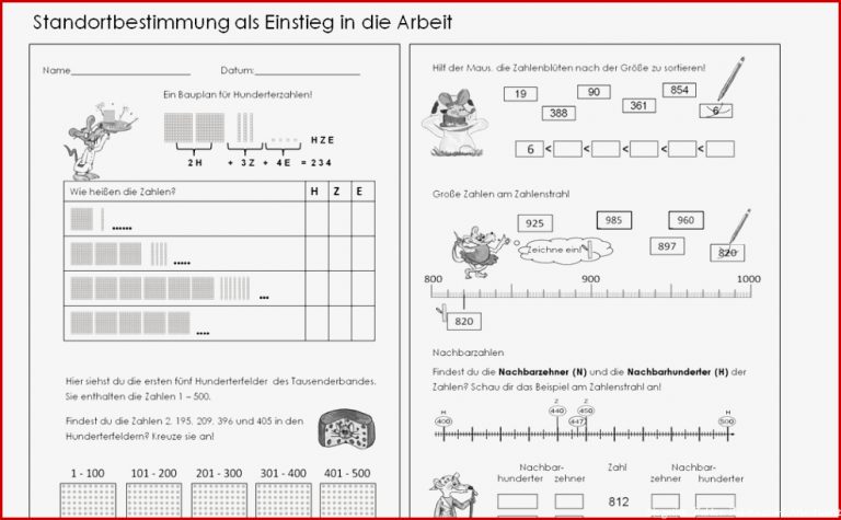 Arbeitsblatt Zahlenstrahl Bis 1000 Mathe