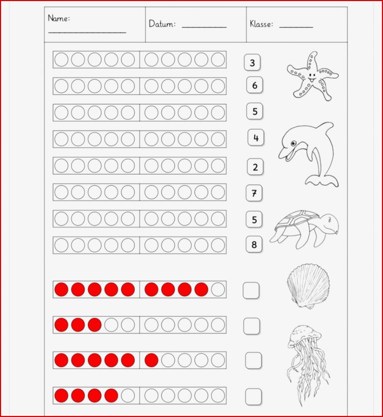 Arbeitsblatt zum Zählen und Mengen erfassen für Klasse 1