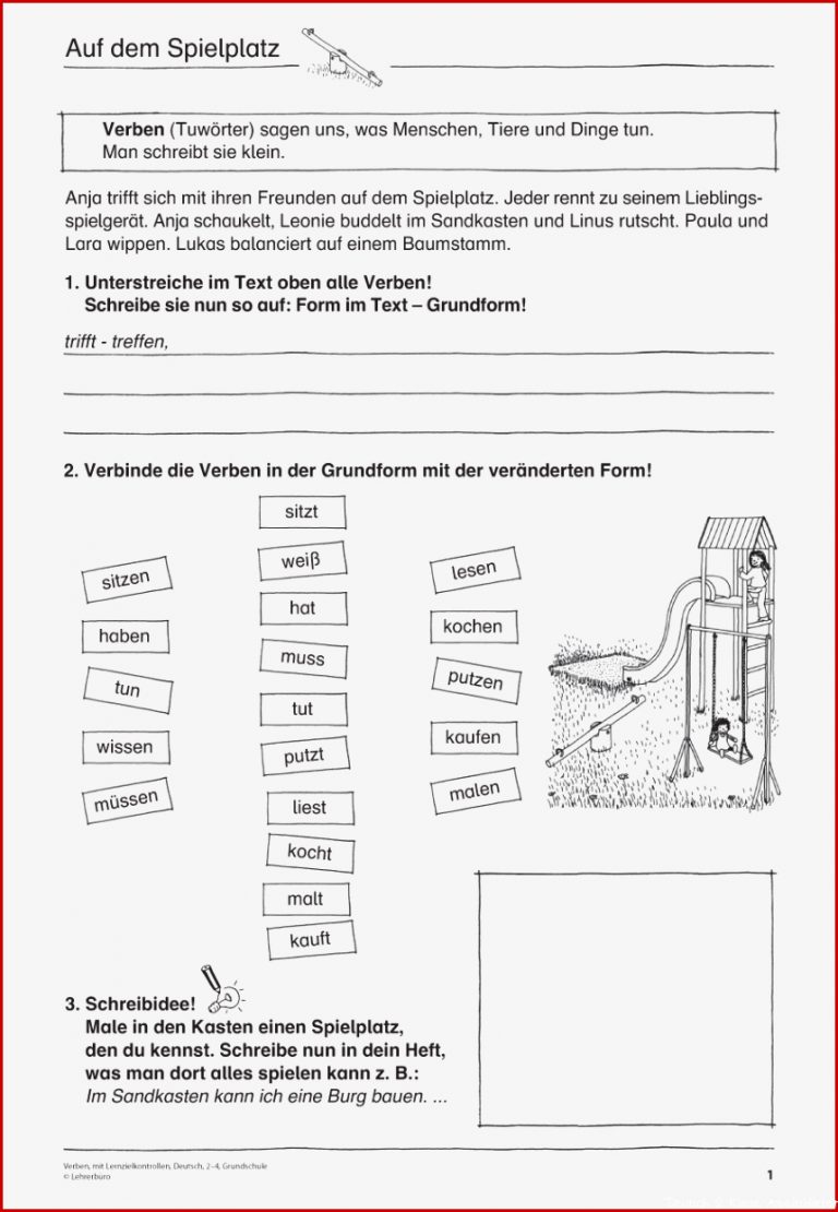 Arbeitsblatter Deutsch 2 Klasse Verben Kostenlose