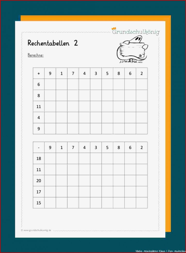 Arbeitsblatter Mathe Klasse 1 Minus Kostenlose Übungen