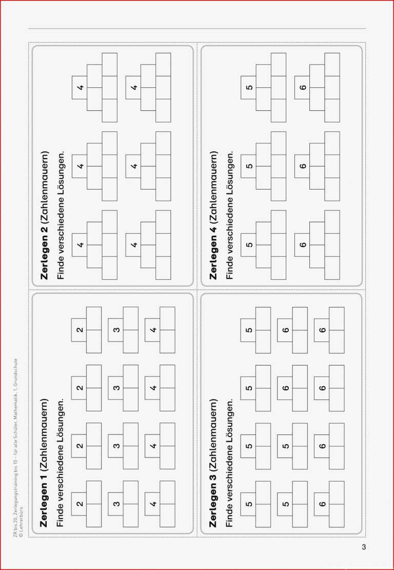 Arbeitsblatter Mathe Klasse 1 Zahlen Zerlegen Kostenlose