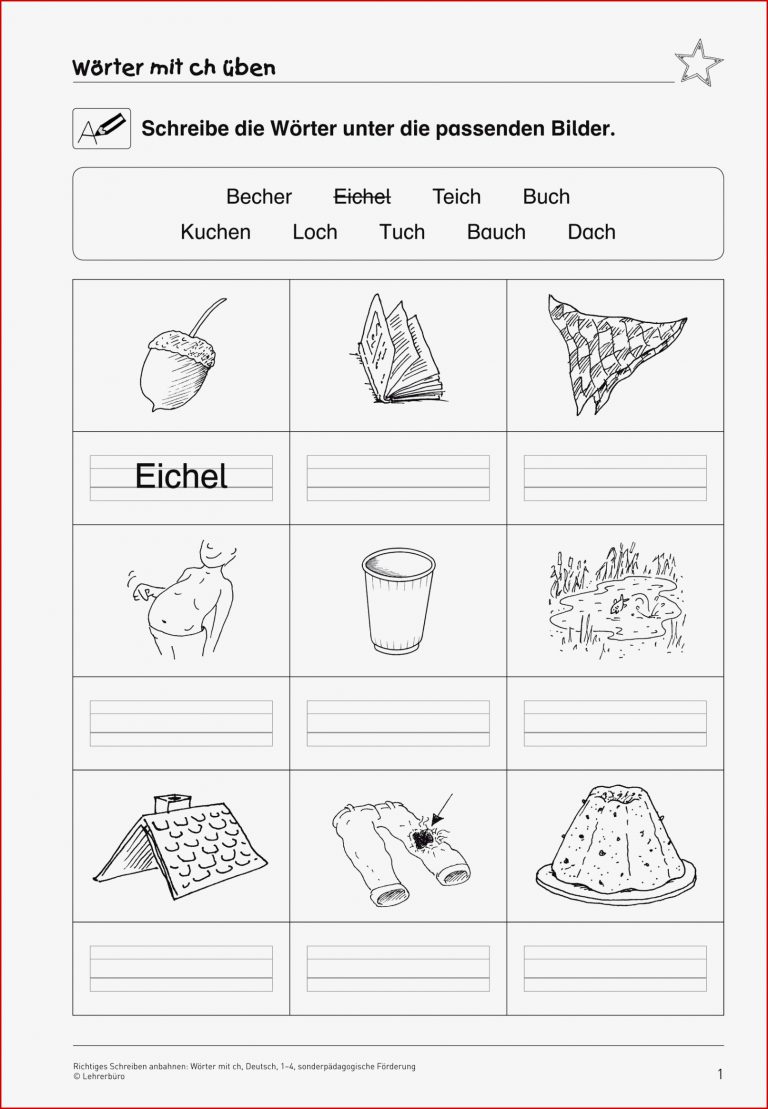 Arbeitsblatter Worter Mit Ch Und Sch Kostenlose Übungen