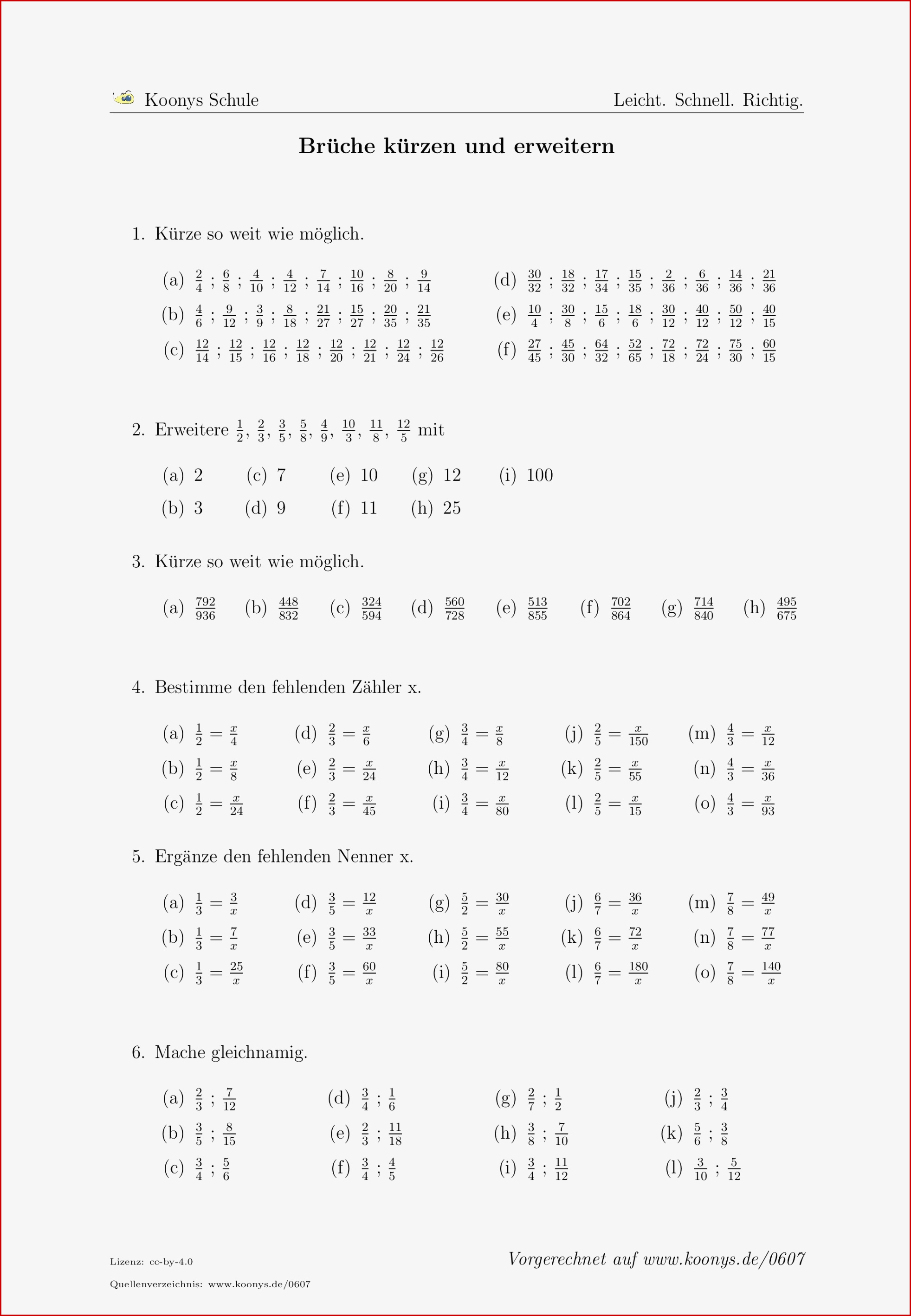 Arbeitsbl舩ter Bruchrechnen Dorothy Meyer Grundschule