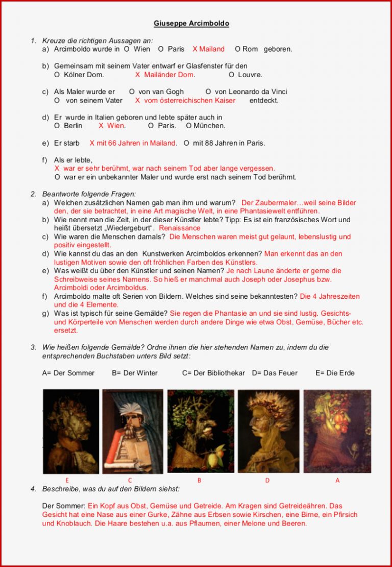 Arcimboldo Bilder Kunstunterricht