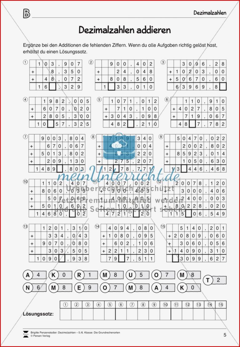 Arithmetik Übungen zur Addition und Subtraktion von