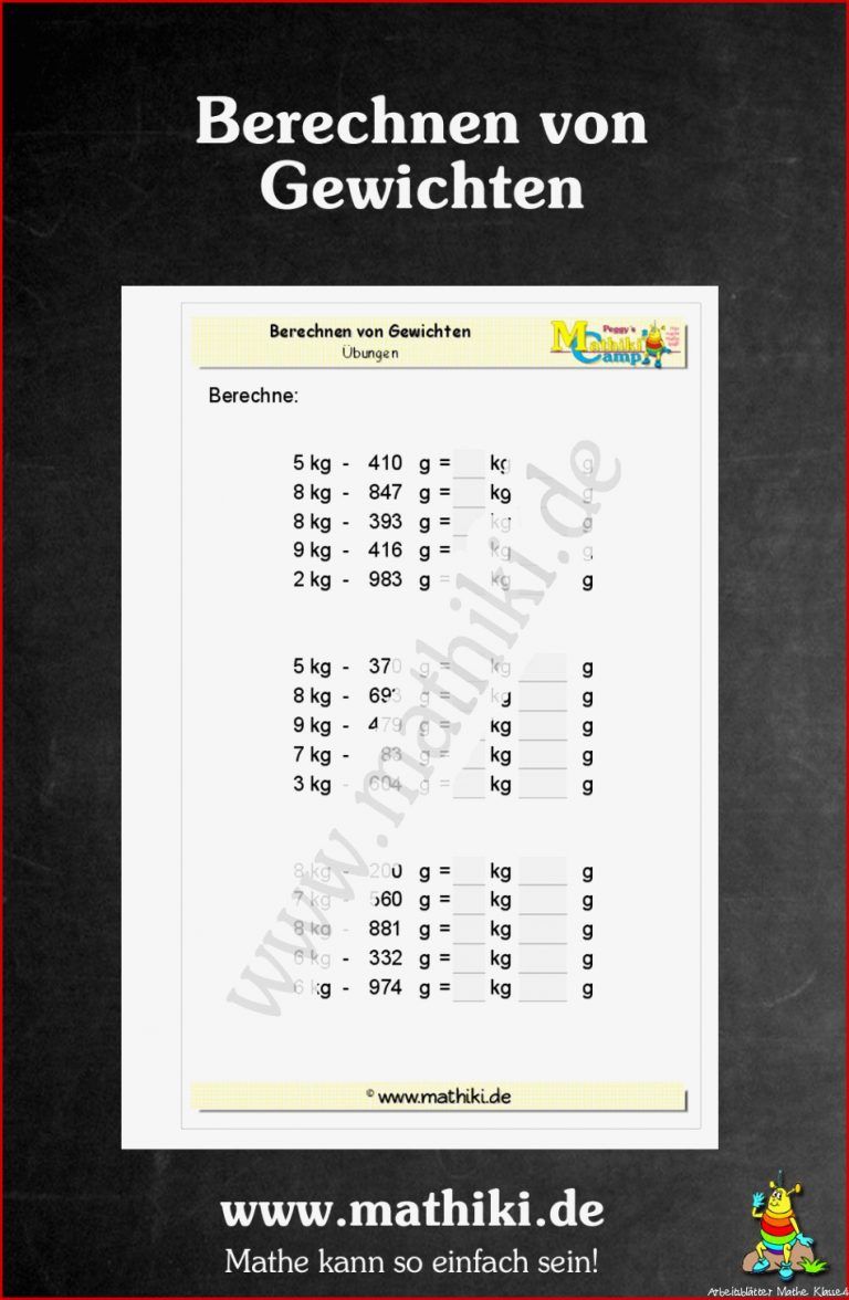 Auf Sen Arbeitsblättern übst Du Mit Gewichten Zu