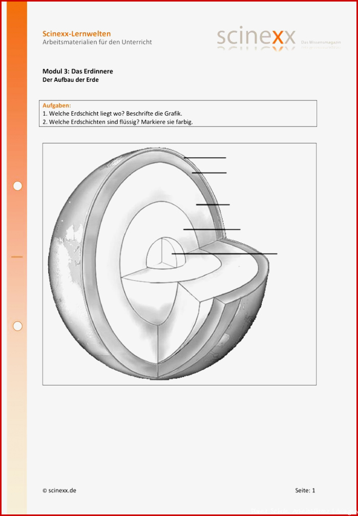 Aufbau der Erde – Unterrichtsmaterial im Fach Erdkunde in