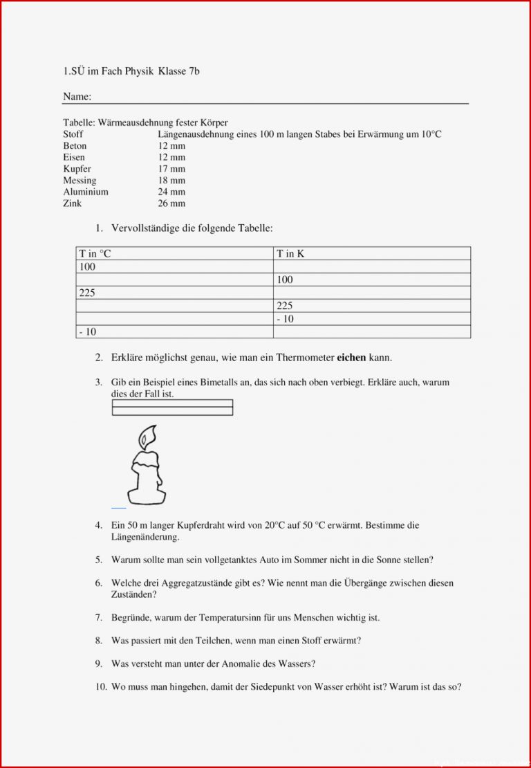 Aufbau Thermometer Arbeitsblatt Carl Winslow Grundschule