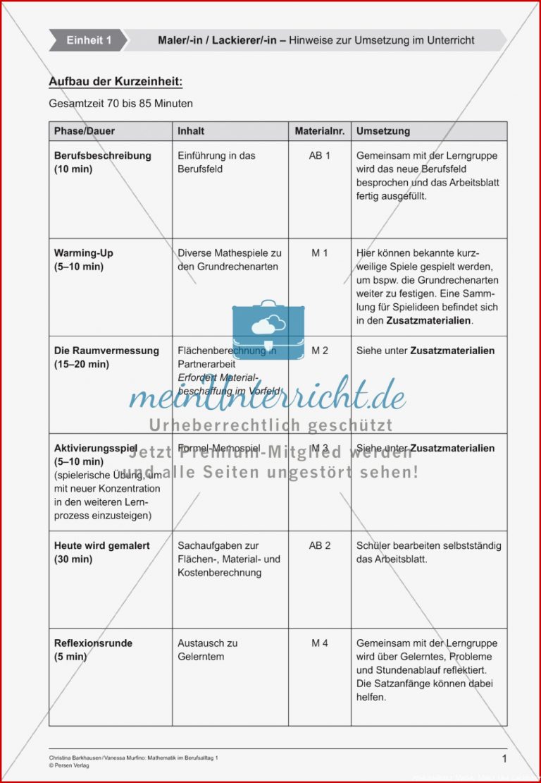 Aufgaben für eine Kurzeinheit zum Thema 