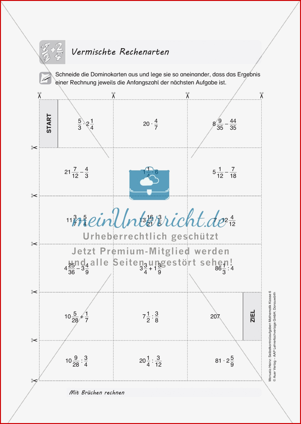 Aufgaben Mit Lösungen Zum thema "mit Brüchen Rechnen" Mit