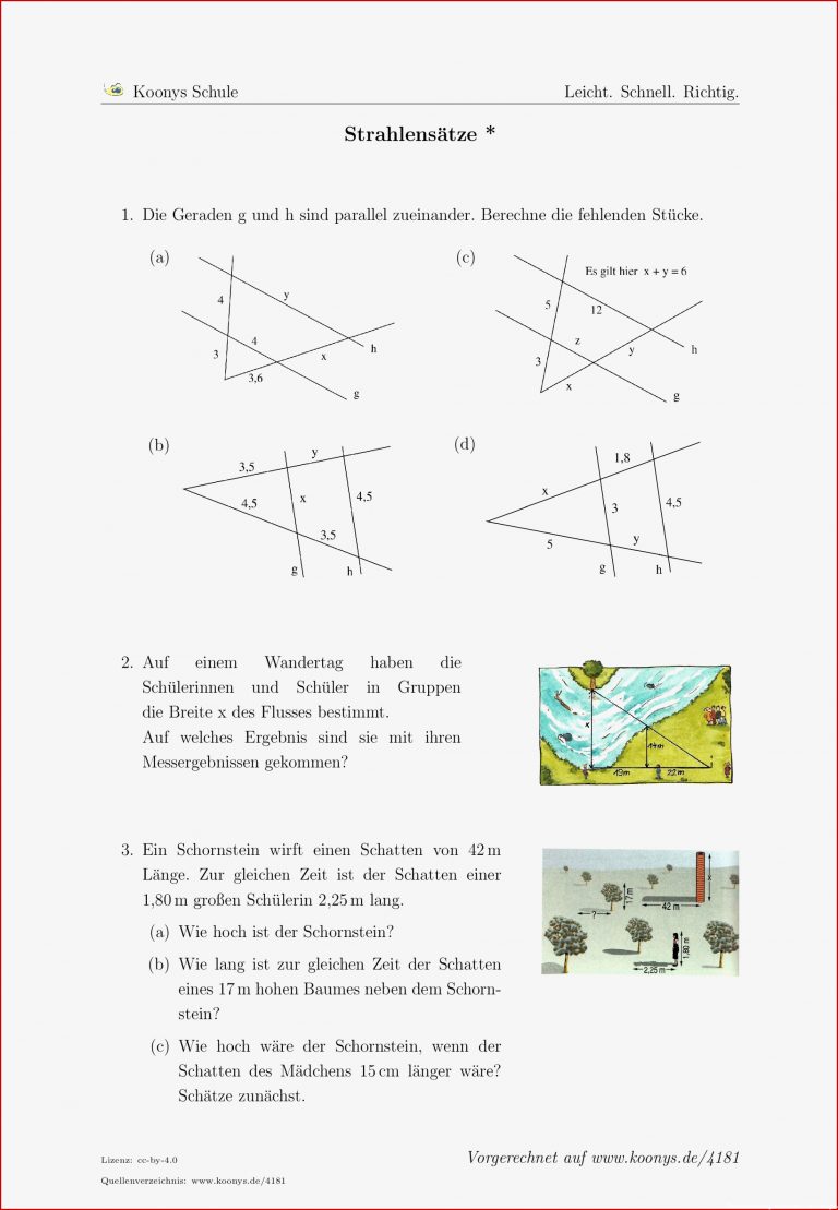 Aufgaben Strahlensätze Mit Lösungen