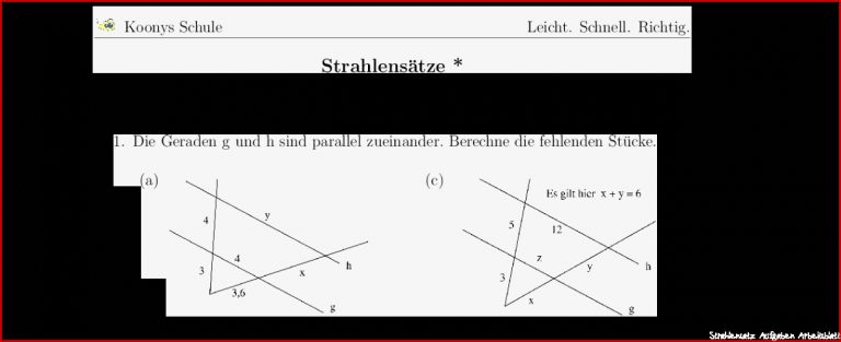 Aufgaben Strahlensätze Mit Lösungen