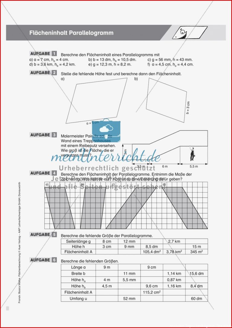 Aufgaben Und Beispiele Zur Berechnung Des Flächeninhalts