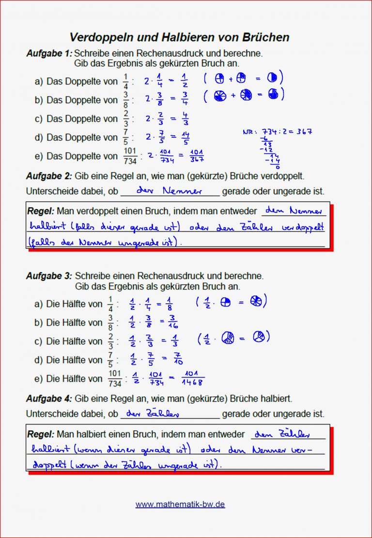 Aufgaben zur Bruchrechnung — Landesbildungsserver Baden