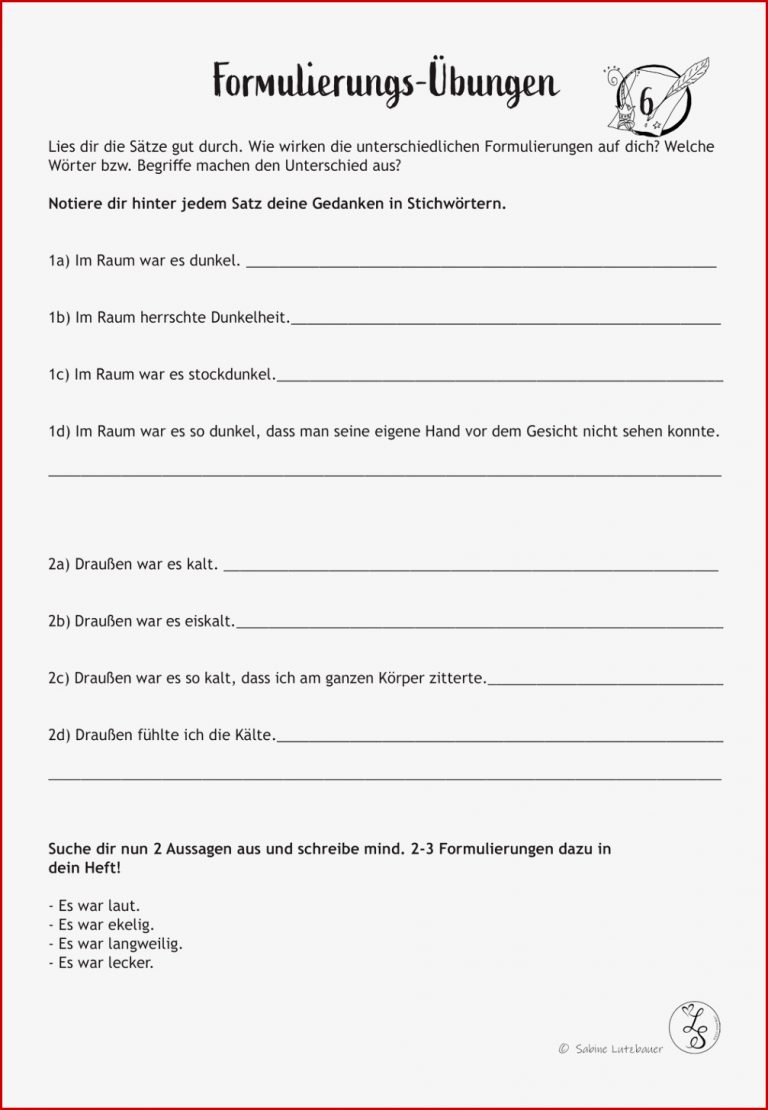 Ausdruck Und Stil Verbessern Arbeitsblätter Worksheets