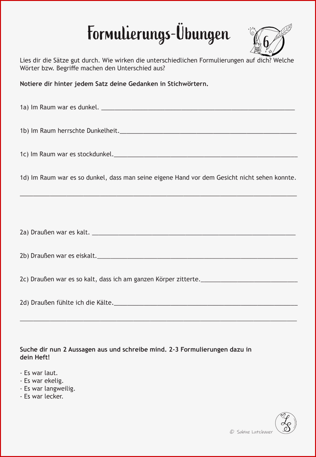 Ausdruck Und Stil Verbessern Arbeitsblätter Worksheets