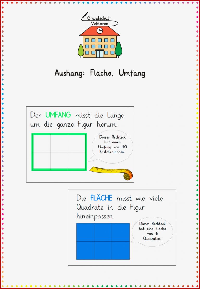 Aushang Fläche Umfang – Unterrichtsmaterial im Fach