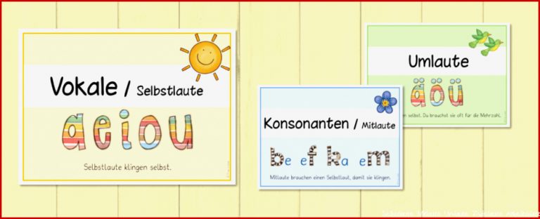 Aushang Selbstlaut Mitlaut Und Umlaut