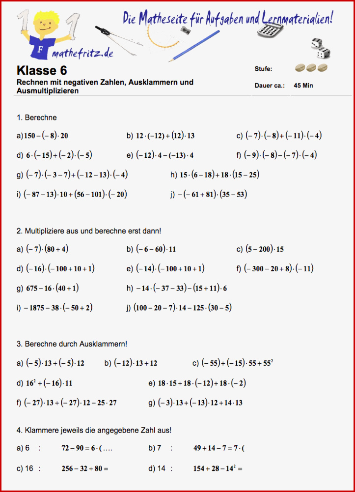 Ausklammern Ausmultiplizieren Übungen