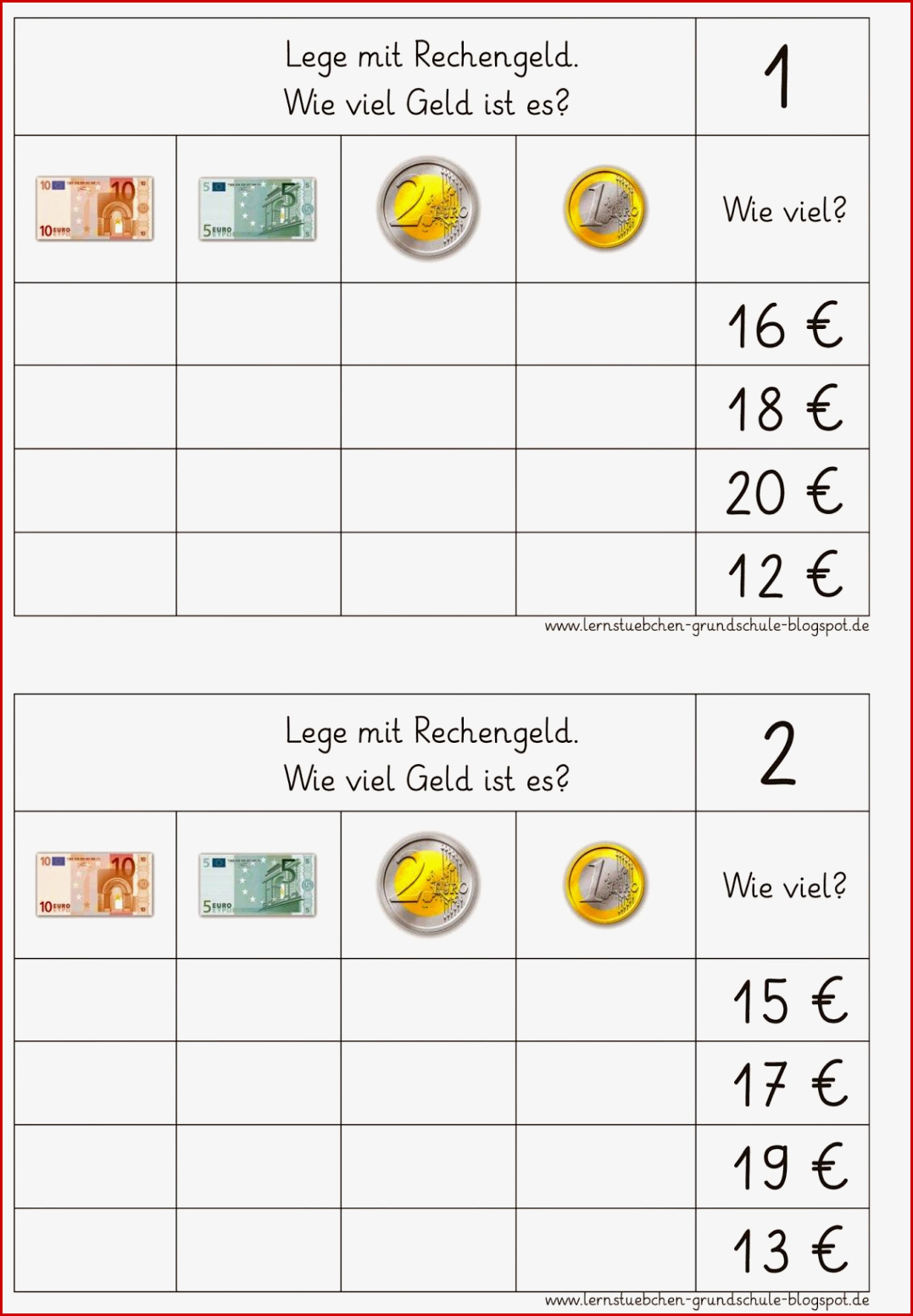 Ausmal Arbeitsblätter In Mathematik Grundschule