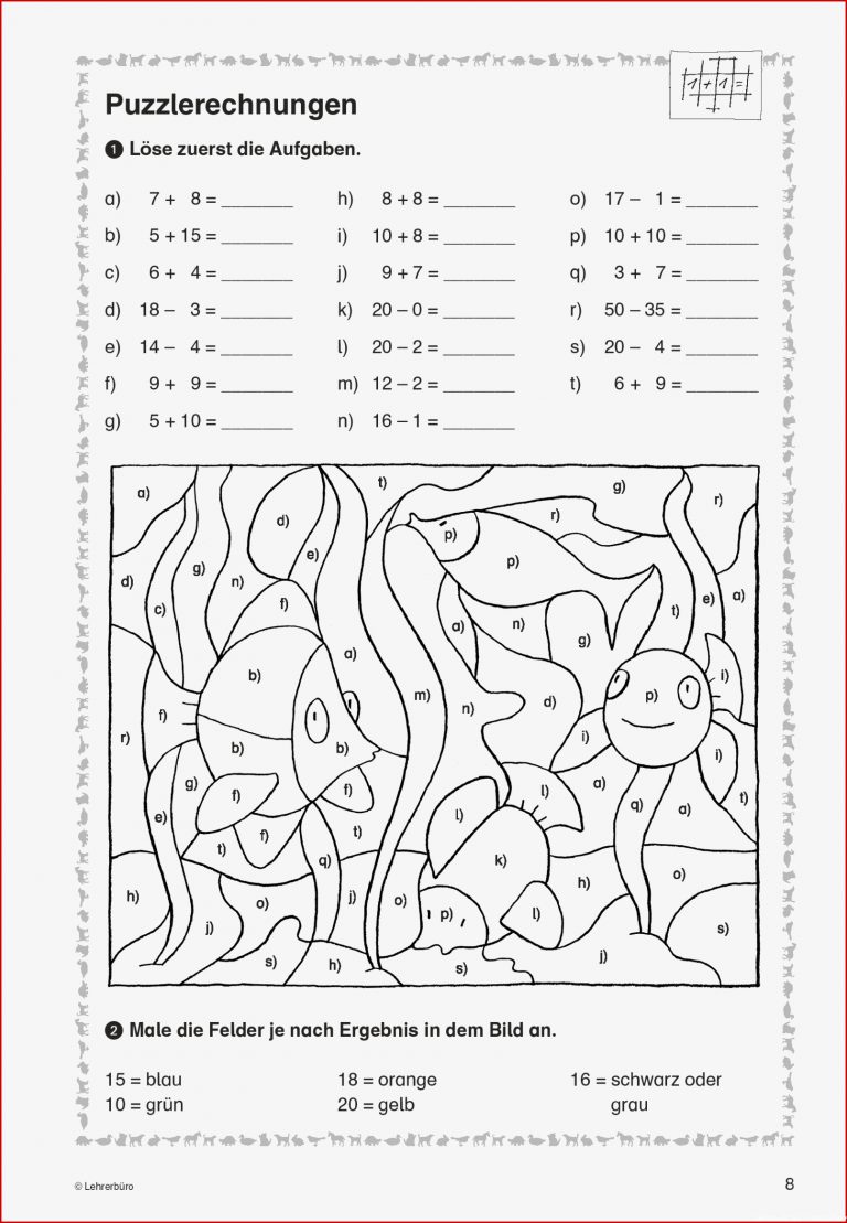 Ausmal Arbeitsblätter In Mathematik Grundschule