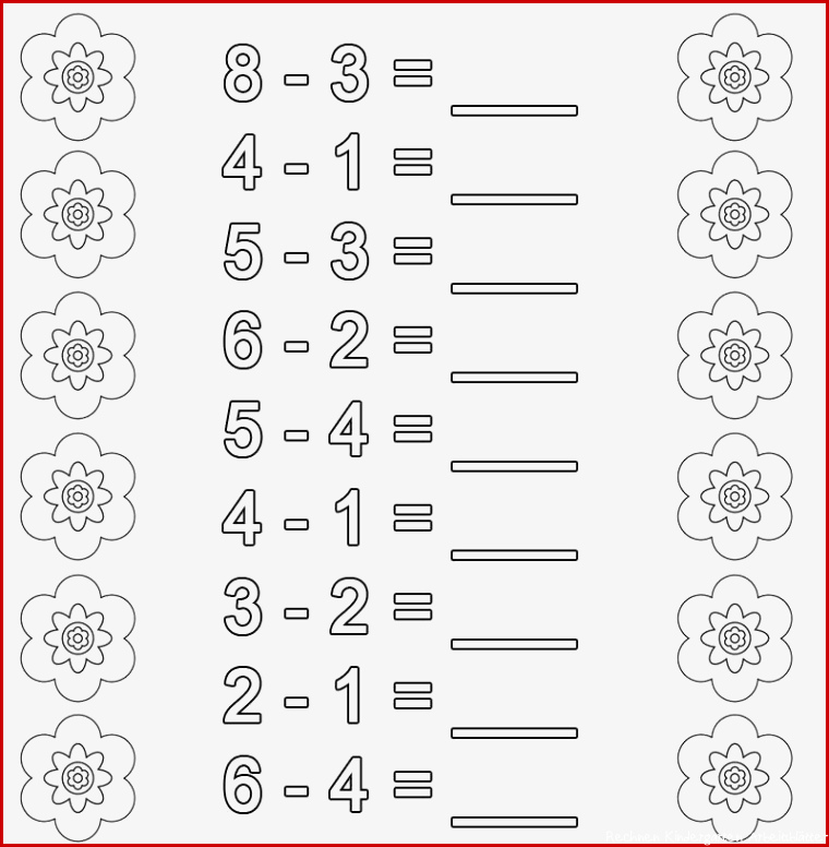 Ausmalbild Rechnen lernen Subtraktion Arbeitsblatt 6