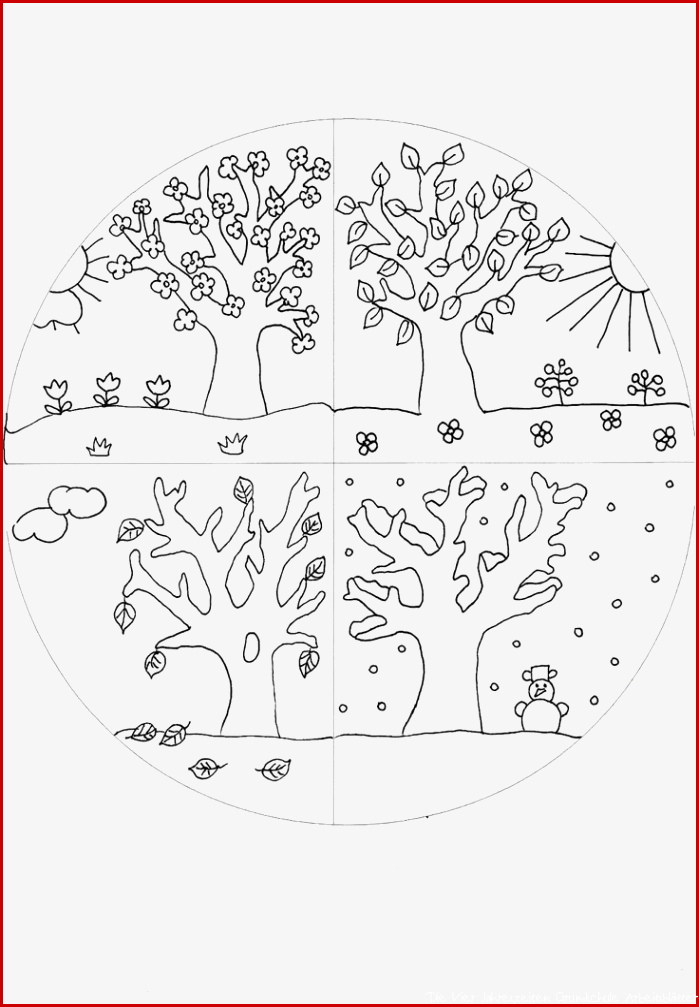 Ausmalbild Vier Jahreszeiten Baum