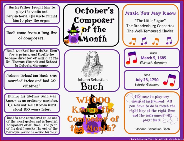 Bach Poser Of the Month October Bulletin Board Kit