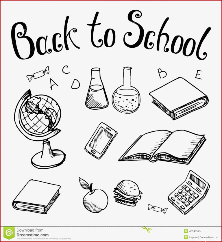 Back To School School Subjects A White Background