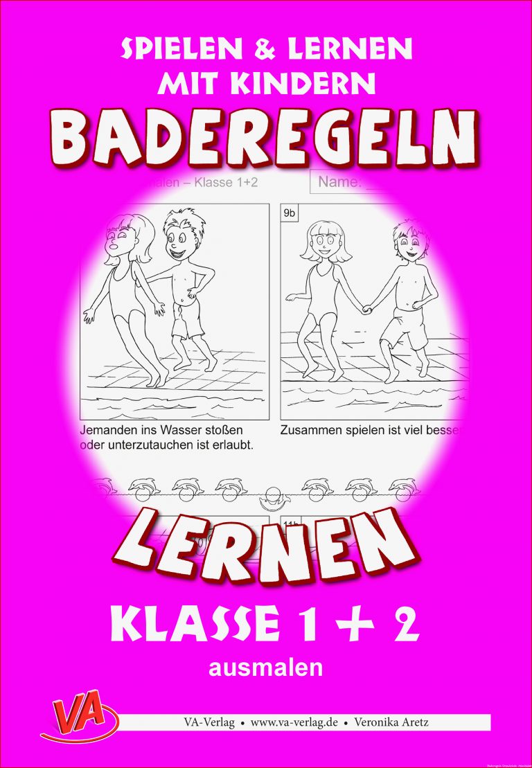 Baderegeln lernen Klasse 1 3 ausmalen