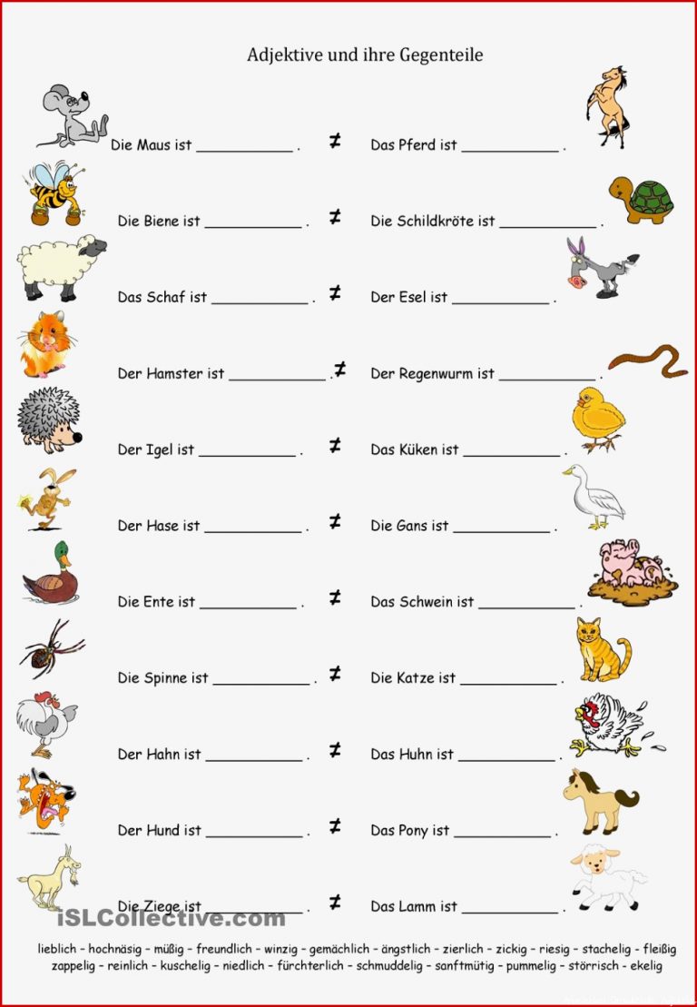 Bauernhoftiere Und Adjektive